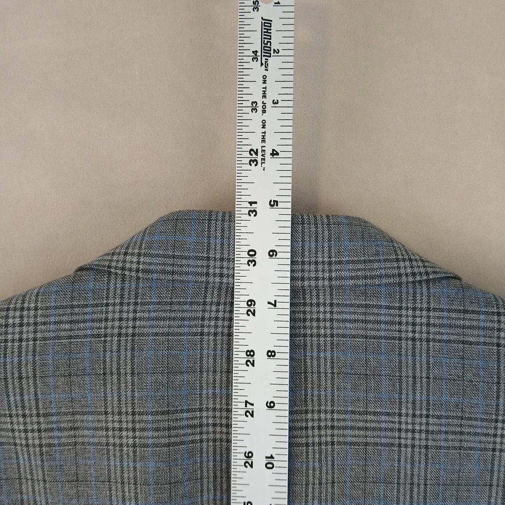 Pronto Uomo Platinum‎ 38R Mens Blazer Sport Coat Plaid Gray 19x30 Modern London